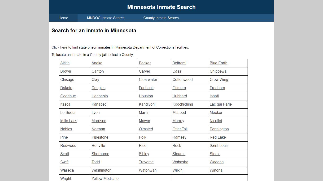 Minnesota Inmate Search